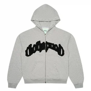 Godspeed Studded Logo Zip Hoodie Grey