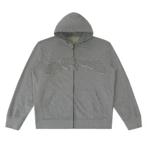 Godspeed Studded Logo Zip Hoodie Grey