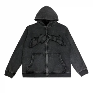 Godspeed Washed Studded Logo Zip Hoodie Black